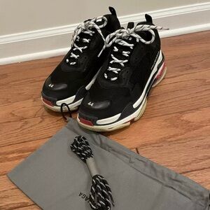Balenciaga Triple S Red Black Sneakers Size 11